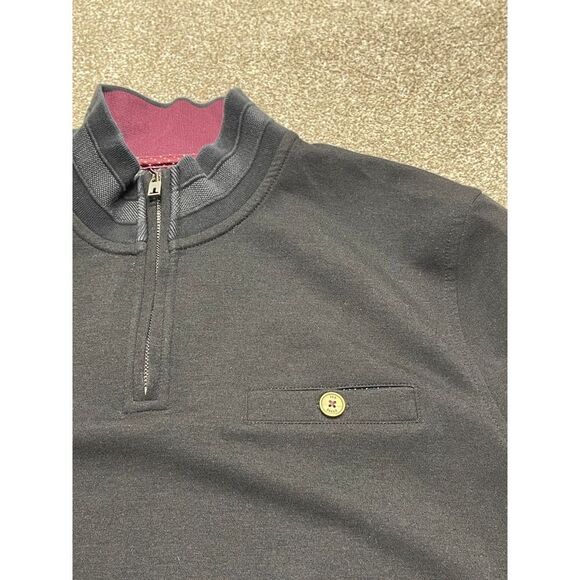 Ted baker quarter zip pullover sweater Mens sz 5 black long sleeve sweater - Picture 3 of 12